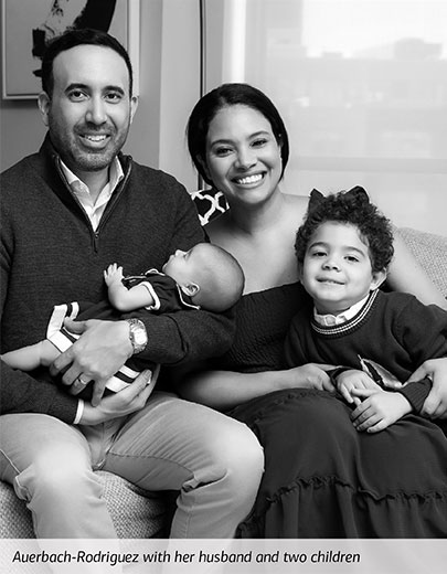 Auerbach-Rodriguez with her husband and two children