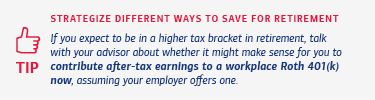 A tip on how to save for retirement if you expect your tax rate to be higher in retirement. See link below for full description.