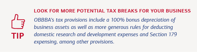 A tip box about new tax breaks for businesses. See link below for full description.