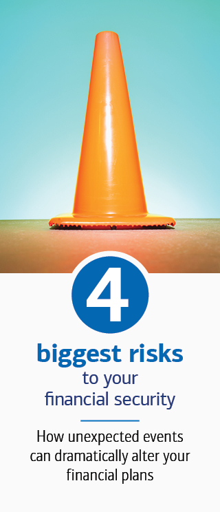 4 Biggest Risks to your Financial Security. How unexpected events can dramatically alter your financial plans.