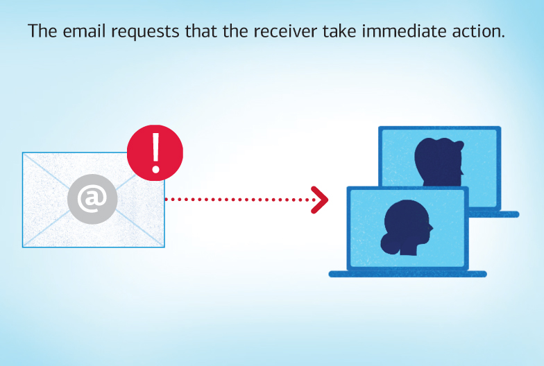 The email requests that the receiver take immediate action.